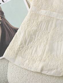 GlowEve Women's Lightweight Milky White Embroidered Blazer, Summer - Apricot - View 5