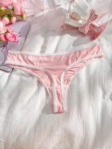 PetitDoll Women's Sweet Girl Minimalist Comfortable Thong Panties - Pink - View 9