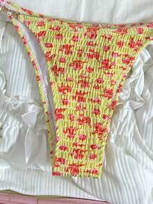 Swim Vcay 2026 New Retro American Style Sweet & Spicy Ditsy Floral Halter Bikini Top - Multicolor - View 3