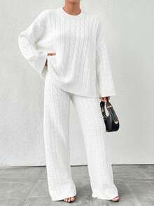 Women Sweater Co-ords - 白色 - 查看 5