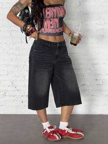 StreetHx Women's Fashion Casual Versatile Embroidered Star Flare Leg Jeans - Black - View 6