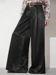 Aveloria Modichic Women's Elegant Loose Fit Flowy Trousers With Leather Belt, Flattering Leg Line, Suitable For Commuting - Grey - View 6