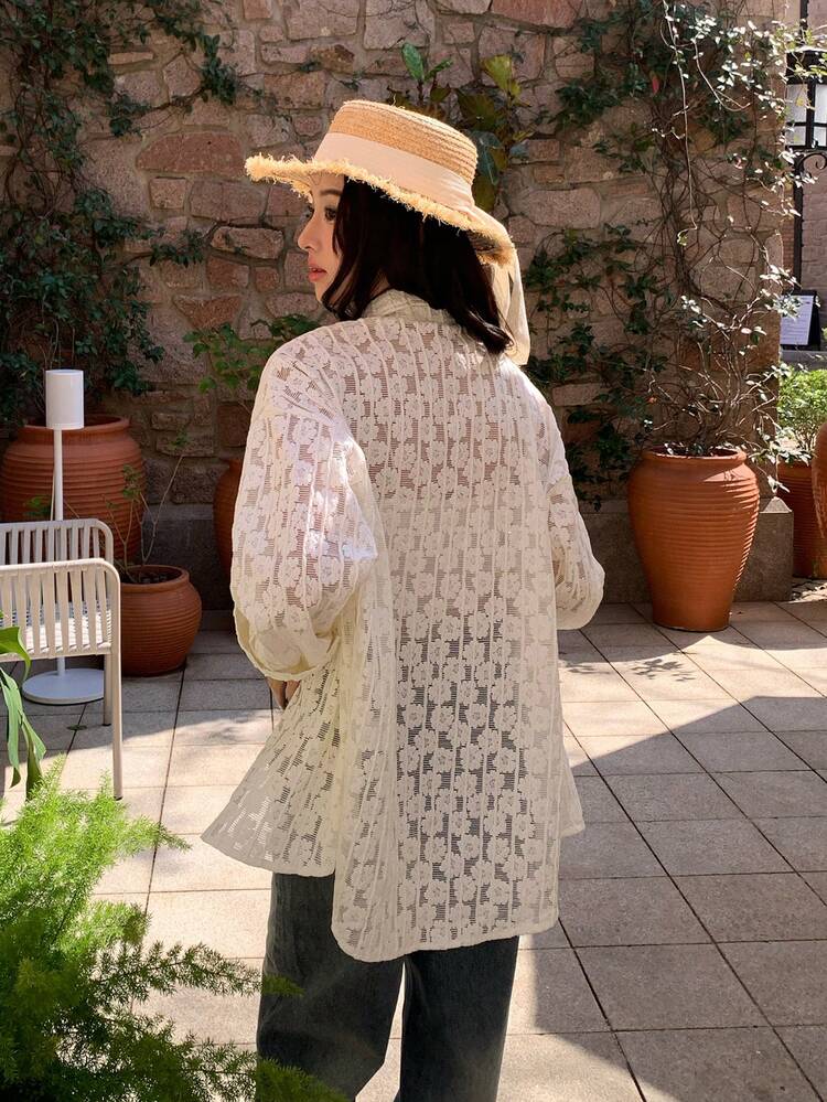 Women's Lace Collar Long Sleeve Casual Shirt