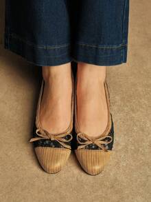 Rosivie 女士通勤休闲度假花卉网眼拼接低跟鞋 - 黑咖 - 查看 7