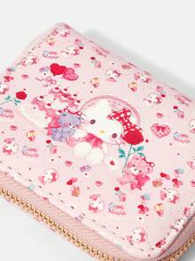 HELLO KITTY AND FRIENDS | SHEIN 1Pc Rose Love Cat Pattern Simple Style Zipper Change Bag, Suitable For Women. - Baby Pink - View 3