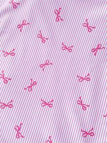 SHEIN Teen Girl Striped Bow Print Camisole Romper With Mini Skirt, Suitable For Swimming, Vacation, Summer Beach Wear - Pink - View 8