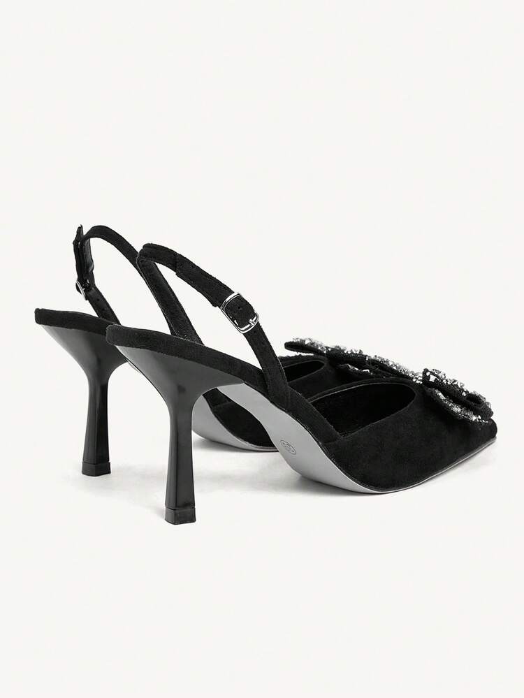 CUCCOO CHICEST Women Shoes Spring Summer New Three-Dimensional Cute Big Bow Design Pointed Toe Wine Glass Heel Middle Heel Romantic Elegance Simple Black Satin High Heel Single Slingback Dating Afternoon Tea Party Valentine's Day Elegant Wear Banquet Dating Evening Dress Sweet And Sexy Wedding Shoes Half Slippers Macaron White Beige Blue Royal Blue Pink Brown Green Burgundy Gray Rose Red Purple Yellow Orange Apricot Gold Silvery Diamonds Big Size Rhinestone Flower Lace Elegant Shoes Wedding Shoes Spring Shoes Bride Shoes