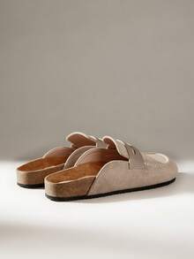 Solecia 女士复古风、舒适百搭、简约天鹅绒外套、平底穆勒拖鞋。 - 灰色 - 查看 4