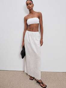 ATUI Studio White Lace Hollow-Out Elegant Casual Maxi Skirt - White - View 1