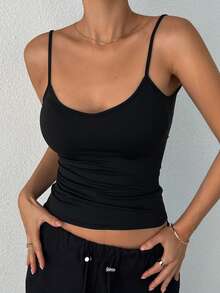 DAZY Women's Contrast Lace Slim Fit Backless Camisole - Black - View 3