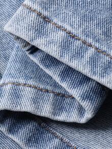 DAZY 女士常规腰围珍珠串珠宽松直筒休闲牛仔裤 - 中等水洗藍 - 查看 7