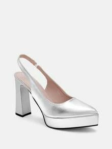 Glitzique 女士镂空高跟鞋，超高跟，粉色、杏色、白色、黑色、红色、银色、金色可选，时尚鞋履 - 銀色 - 查看 8