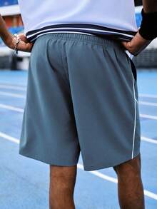 EVRINFINITE Men's Blue Woven Loose Fit Athletic Shorts, Casual, Streetwear, Drawstring, Pocket, Summer, Short Pants, Lightweight, Breathable, Cool, Comfortable Matching Couple - Blue - View 2
