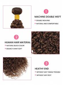 Paquete De 1 Mechón De Cabello Humano Rizado Y Rizado De Color Marrón Chocolate, Tejido De Cabello Humano 100% Virgen Brasileño De Calidad Remy Con Extensiones De Cabello Humano #4 - S4 - Ver 3