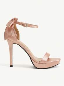 CUCCOO CHICEST Giày sandal cao gót đế xuồng chống thấm nước, trang trí nơ, kiểu dáng thanh lịch dành cho nữ. - Hồng - Xem 5