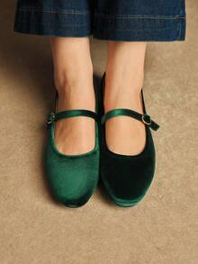 Rosivie Women's Casual Versatile Commute Simple Buckle Flats - Green - View 5