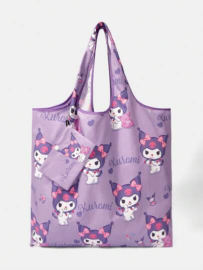 HELLO KITTY AND FRIENDS | SHEIN 1 件装，紫色骷髅头婴儿背心包，可折叠手提包，女士款。