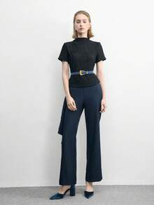 CUCCOO BIZCHIC Giày nữ màu nâu nhung, quai ngang mắt cá chân, đế dày, kiểu dáng thanh lịch và nhẹ nhàng, thích hợp đi làm, giày công sở đa năng cho mùa xuân. - Màu xanh lam - Xem 6