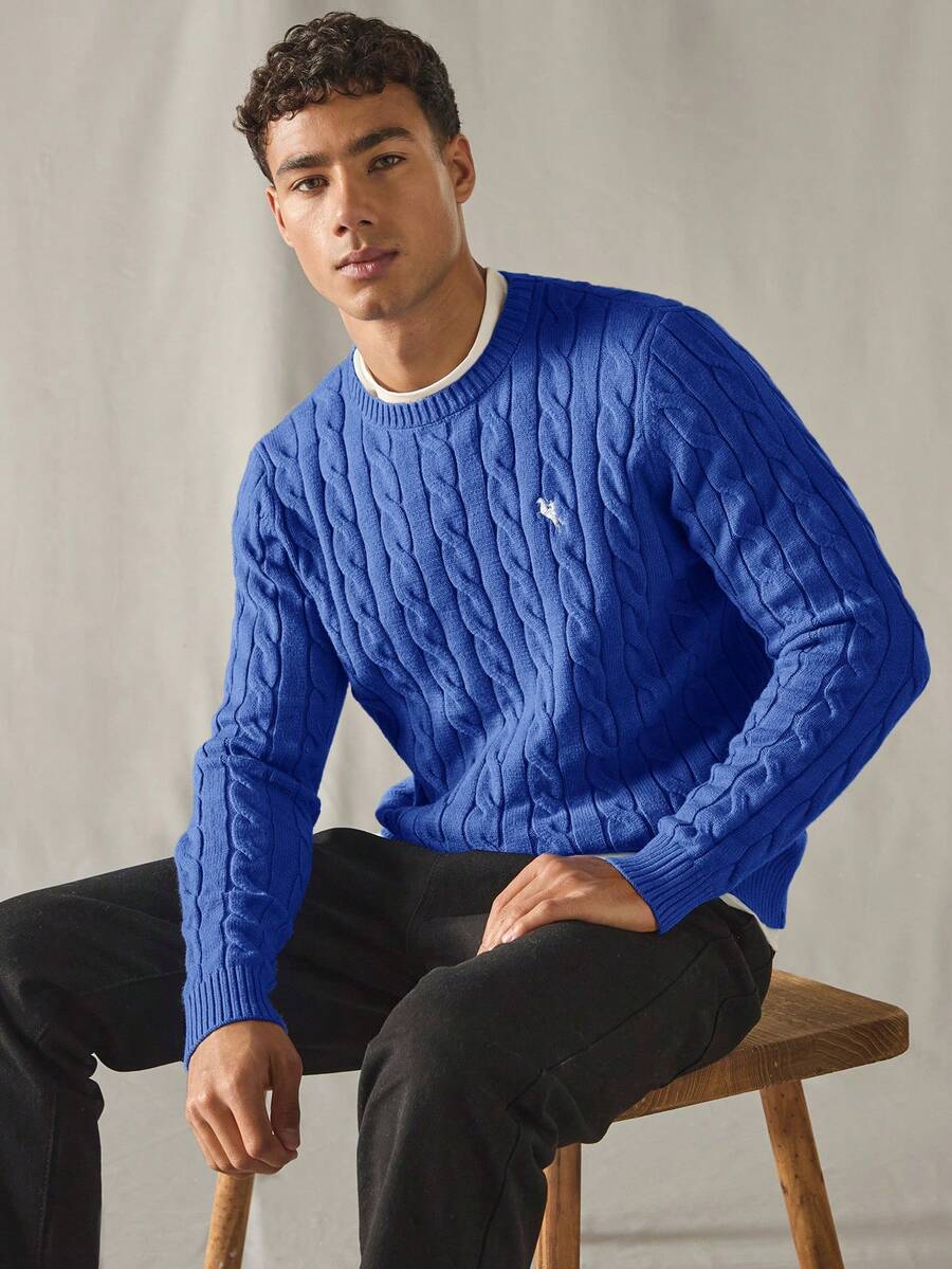 SWAVVY Maglione casual a maniche lunghe, maglia larga e comoda da uomo - Blu - Visualizzare 1