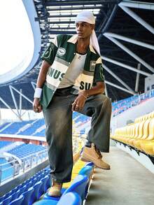 EVRINFINITE 1件 Hearty Haven 休闲百搭宽松破洞阔腿男士牛仔裤 - 藍色 - 查看 3