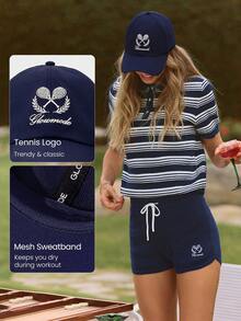 GLOWMODE 阳光圆顶尼龙防水轻便可调节后扣网眼吸汗带反光标志网球刺绣帽高尔夫匹克球日常休闲装 - 臧藍 - 查看 3