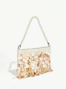 SHECARRY Ladies, Women Top Handle Bags, Fashionable, Elegant, Simple, Personalized, Versatile, Pearl Shell Piece Tassel, For Beach, Vacation, Holiday, Summer, Seaside, Date, Afternoon Tea - Multicolor - View 3