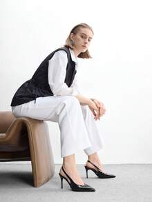CUCCOO BIZCHIC 女士鞋履春秋新款法式尖头低帮性感派对约会鞋露跟细高跟女鞋 - 黑色 - 查看 10