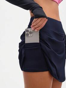 Eassivo Eassivo New Versatile High-End Women Sports Running Skirt - Navy Blue - View 6