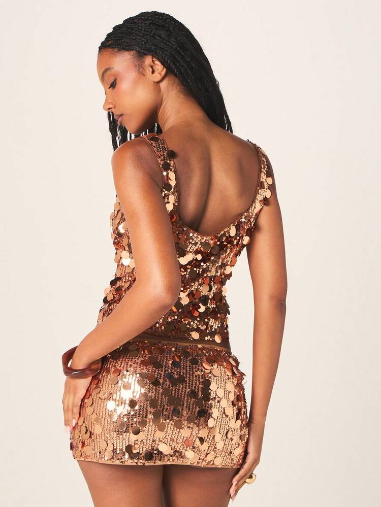 MISSGUIDED Jupe moulante micro-mini à paillettes dorées pour femmes. Idéale pour les soirées, les fêtes, les sorties de club et les occasions spéciales