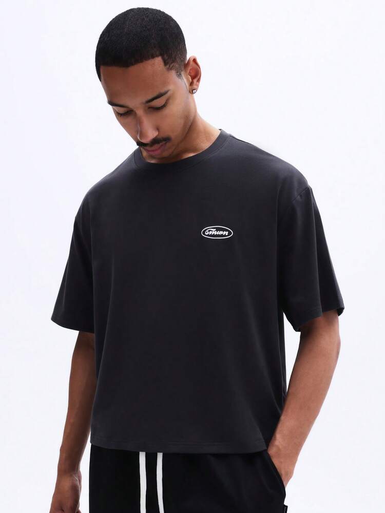 Maglietta girocollo squadrata con stampa camion