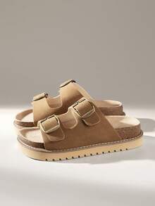 Solecia Zapatos de mujer con suela gruesa, sandalias versátiles para usar en primavera y verano, zapatos de vacaciones de verano, zapatos de primavera, zapatos de primavera para vacaciones de primavera, Pascua y Navidad - Camel - Ver 3