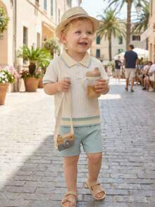 Souflis Souflis 2pcs Young BoyShort Sleeve Shirt And Shorts Set, Spring/Summer - Green - View 9