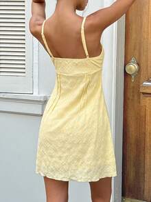 SHEIN LUNE Đầm slip màu kem vàng có họa tiết dành cho nữ, đầm hè, trang phục mùa hè cho nữ, đầm đi biển, trang phục đi nghỉ mát cho nữ, đầm sinh nhật cho nữ, trang phục đi nghỉ mát, đầm thường ngày cho nữ, đầm vàng cho nữ, trang phục đi nghỉ mát, đầm đi nghỉ mát, trang phục thường ngày đi du thuyền cho nữ. - Màu vàng - Xem 2