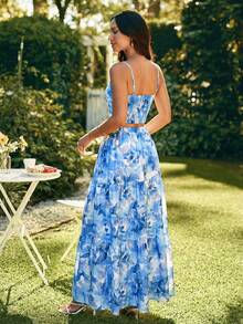 KARISMINA Women's Floral Print Camisole Top And Skirt 2 Pieces Set, Vacation - Blue - View 2