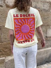 DrmWander Women's T-Shirt, Casual Street Style Graphic Short Sleeve T-Shirt, Cute Summer Top - Apricot - View 3