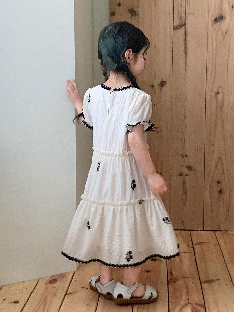 Baby Girl V-Neck Fresh Korean Style Spring/Summer Dress Toddler