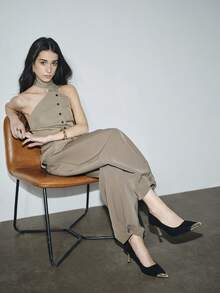 New Stylish Women Mid Heel Pointed Toe High Heels, Fashion Versatile Pumps Spring Shoes - Black - View 6