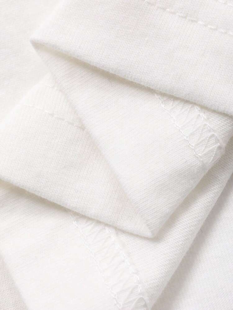 Men's White Letter Print Short Sleeve T-Shirt, Summer
