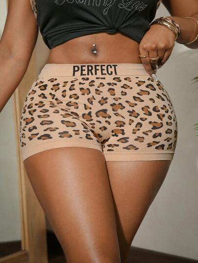 Letter & Leopard Print Women's Hipster Panties