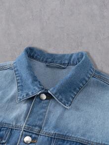 Manfinity Denimwave Men's Loose Denim Short Sleeve Top - Medium Wash - View 4