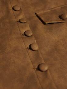Aveloria Modichic Women's Retro Fashion Casual Single-Breasted Midi Skirt - Coffee Brown - View 6