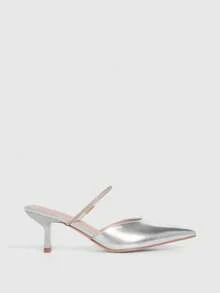 CUCCOO SZL Fashionable Elegant Commuter Crystal Decorated Pointed Toe High Heels Spring Shoes - Silver - View 2