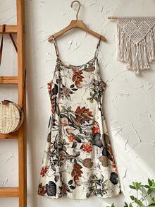 EMERY ROSE Conjunto de 2 peças plus size com jaqueta lisa e vestido camisola com estampa floral. - Multicolorido - Ver 4