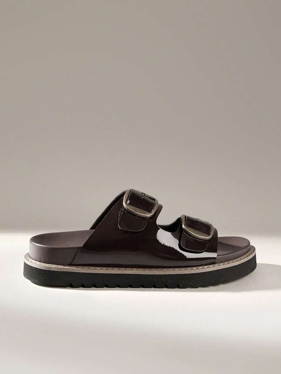 Solecia Zapatos de mujer con suela gruesa, sandalias versátiles para usar en primavera y verano, zapatos de vacaciones de verano, zapatos de primavera, zapatos de primavera para vacaciones de primavera, Pascua y Navidad - Espejo Marrón Café - Ver 1