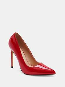 Glitzique 2025秋冬季性感纯红色高跟晚礼服鞋，优雅派对装扮，尖头鞋跟 - 紅色 - 查看 8