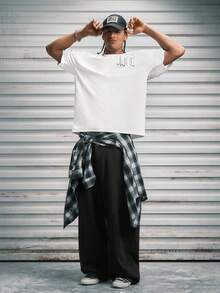 Modcrash 1pc Hearty Haven Washed Minimalist American Style Commuter Jeans For Men, Versatile Casual Loose Wide Leg Pants (No Belt Or Accessories) , Retro American, Unisex, Relaxed Fit Summer Outfits – Suitable For Everyday Wear And Summer Holiday Outfits. - Black - View 7