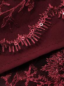 DAZY Tween Girls Sleeveless Sequin Embroidered Dress, Fall Outfit - Red - View 3