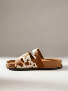 Solecia New Women's Flat Bottom Leisure Vacation Beach Commuter Flat Bottom Women's Slippers - Brown - View 3