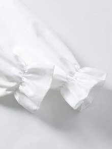 SHEIN Conjunto de 3 piezas para niña preadolescente que incluye blusa de manga acampanada con cuello, chaleco tipo cárdigan y pantalones - Gris - Ver 9