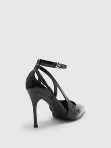 CUCCOO BIZCHIC Black Patent Leather Pointed Toe Hollow Out Stiletto Heel Elegant Pumps For Women Spring Shoes - Black - View 6